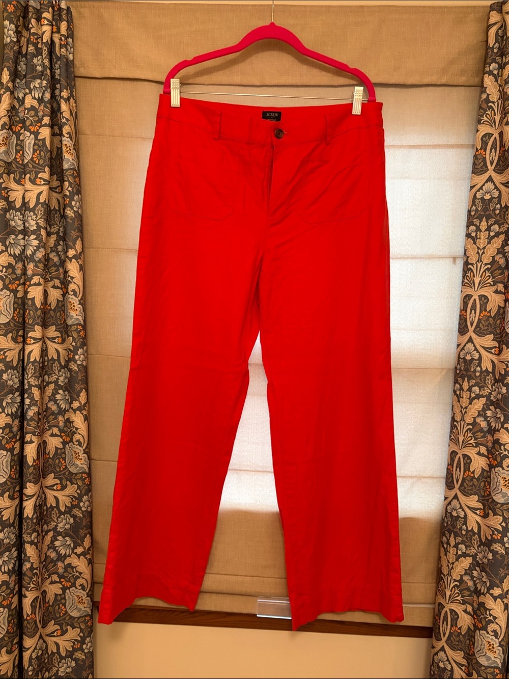 J. Crew Factory Lizzie Patch Pocket High Rise Wide Leg Pant in Linen Blend
